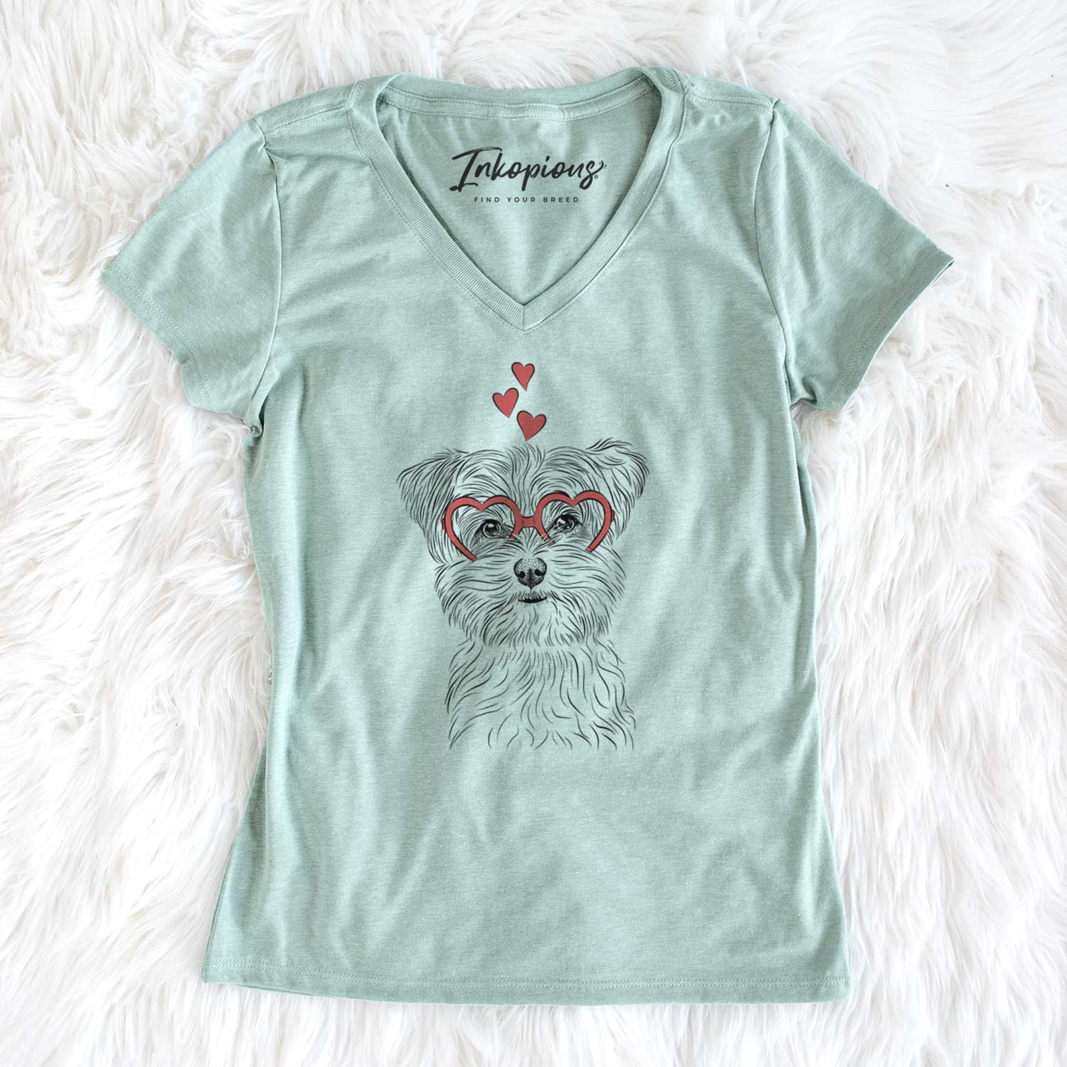 Valentine Kiwi the Morkie - Women's V-neck Shirt