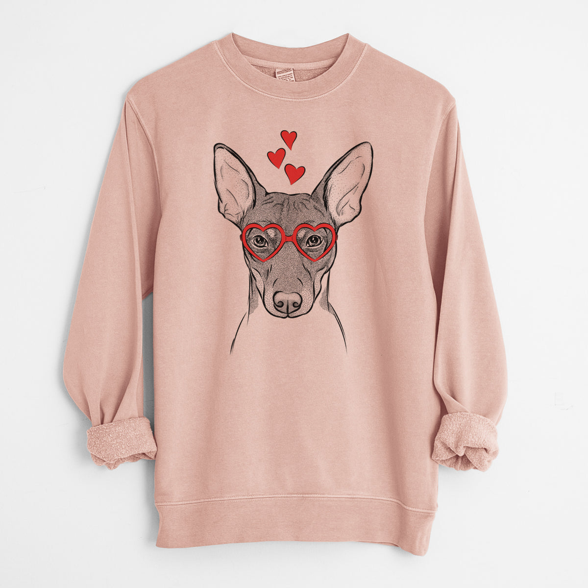 Valentine Knox the Rat Terrier - Unisex Pigment Dyed Crew Sweatshirt