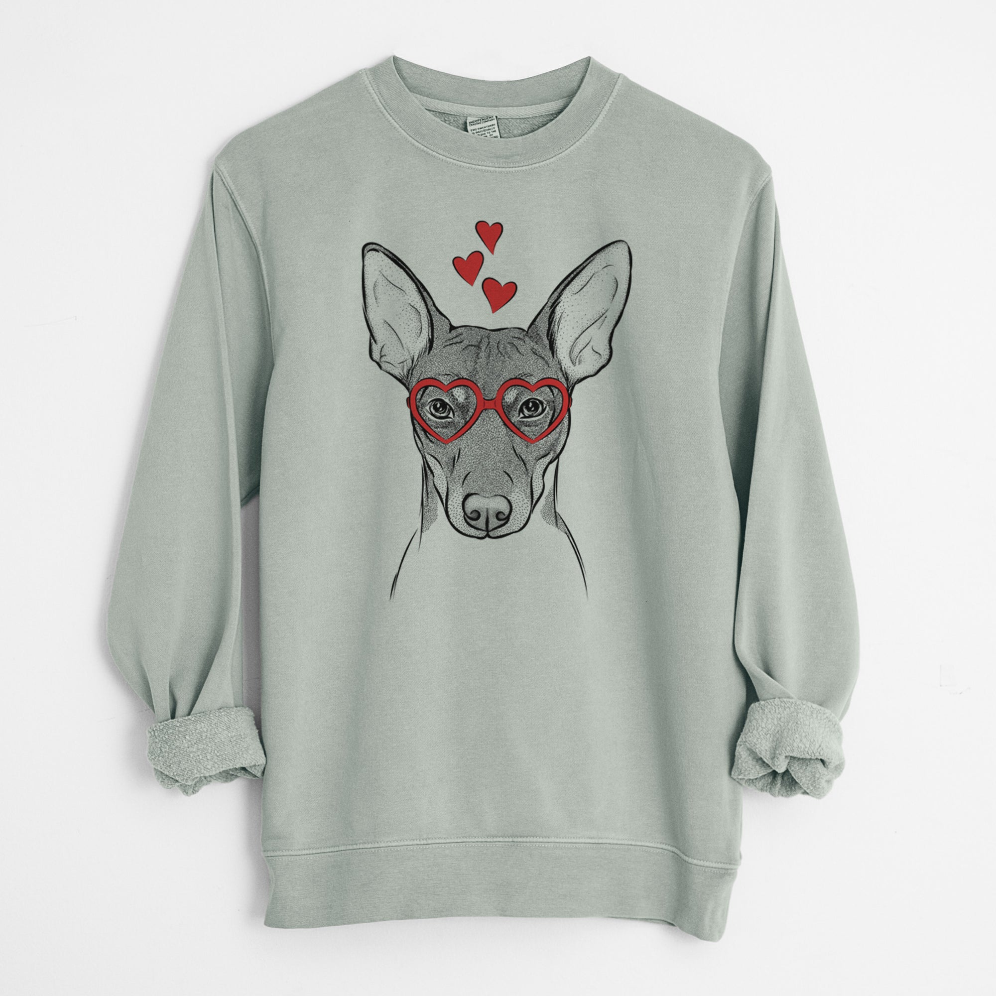 Valentine Knox the Rat Terrier - Unisex Pigment Dyed Crew Sweatshirt