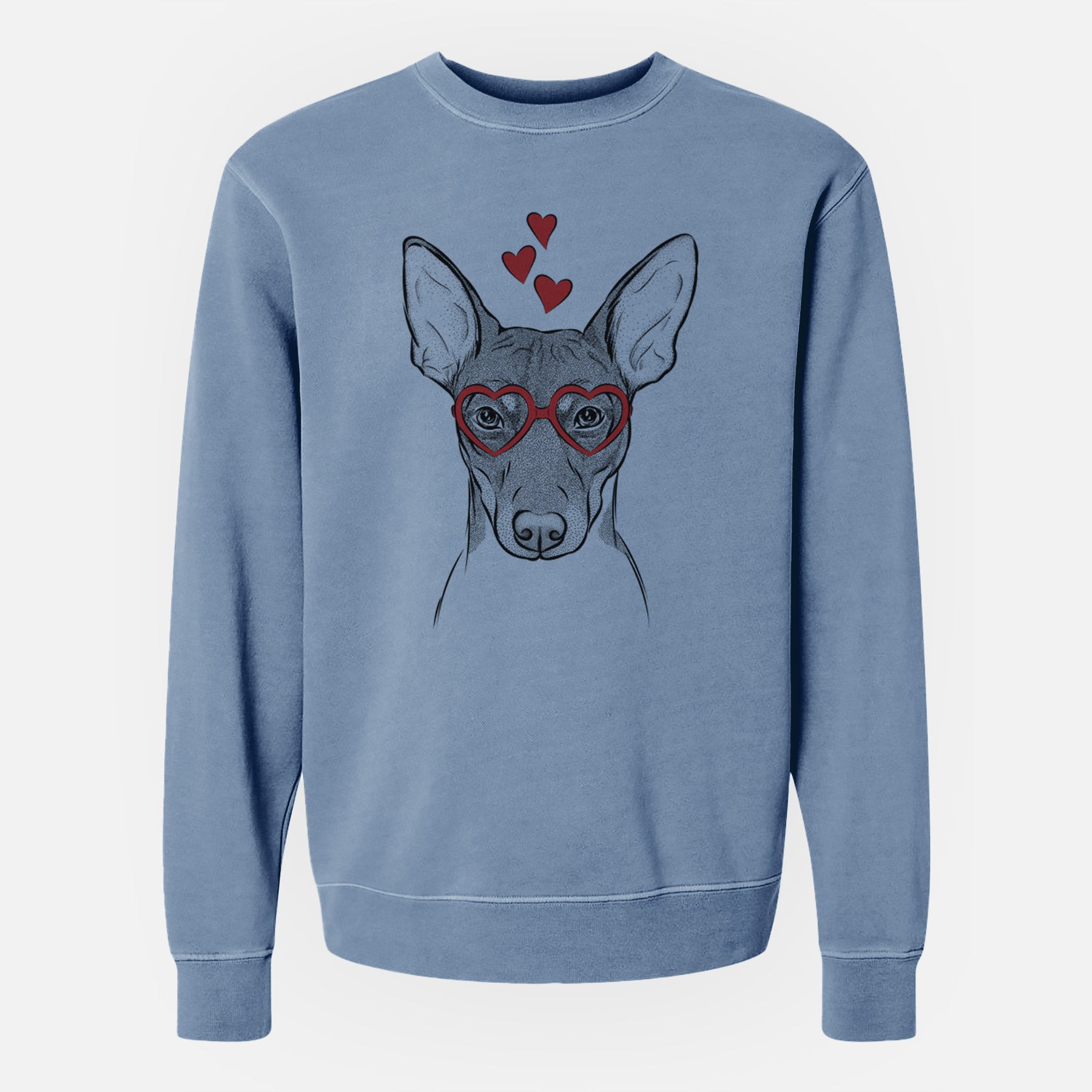 Valentine Knox the Rat Terrier - Unisex Pigment Dyed Crew Sweatshirt