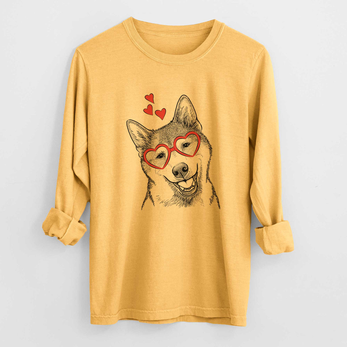 Valentine Koby the Shiba Inu - Heavyweight 100% Cotton Long Sleeve