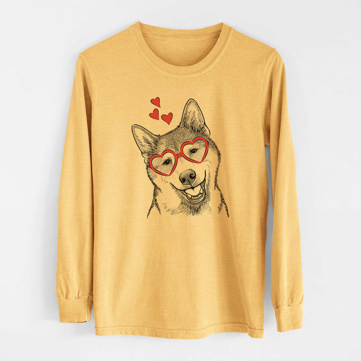Valentine Koby the Shiba Inu - Heavyweight 100% Cotton Long Sleeve