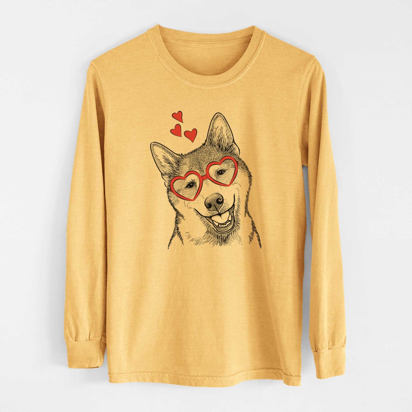 Valentine Koby the Shiba Inu - Heavyweight 100% Cotton Long Sleeve