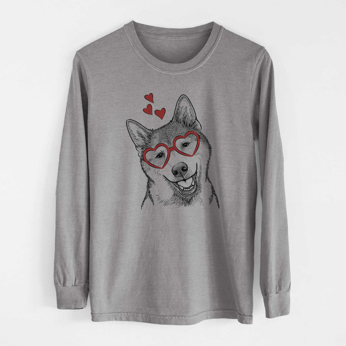 Valentine Koby the Shiba Inu - Heavyweight 100% Cotton Long Sleeve