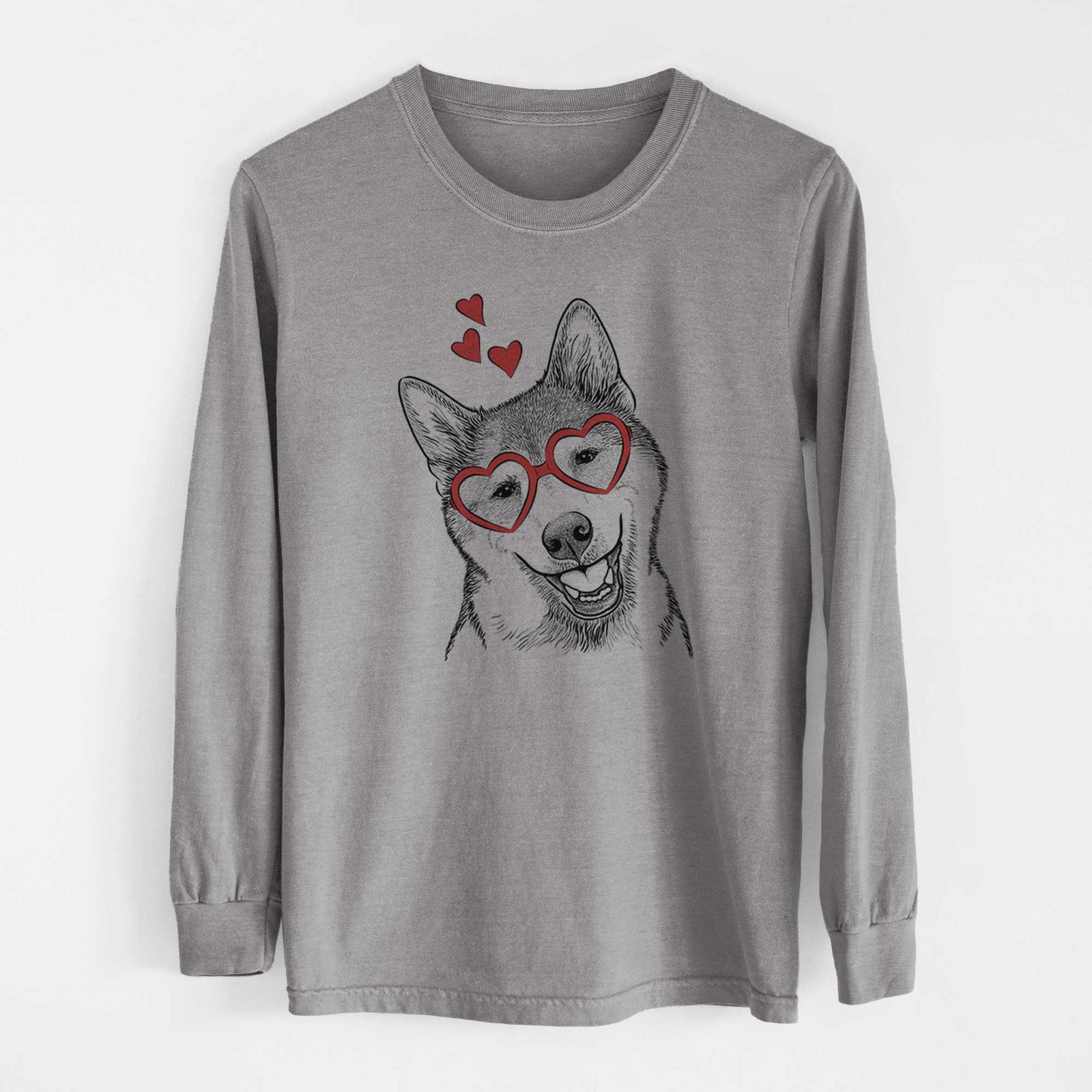 Valentine Koby the Shiba Inu - Heavyweight 100% Cotton Long Sleeve