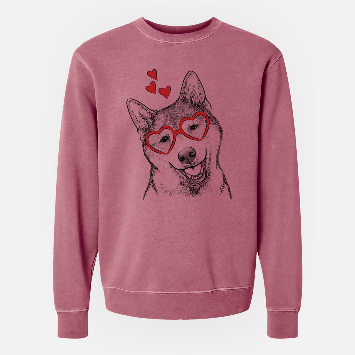 Valentine Koby the Shiba Inu - Unisex Pigment Dyed Crew Sweatshirt