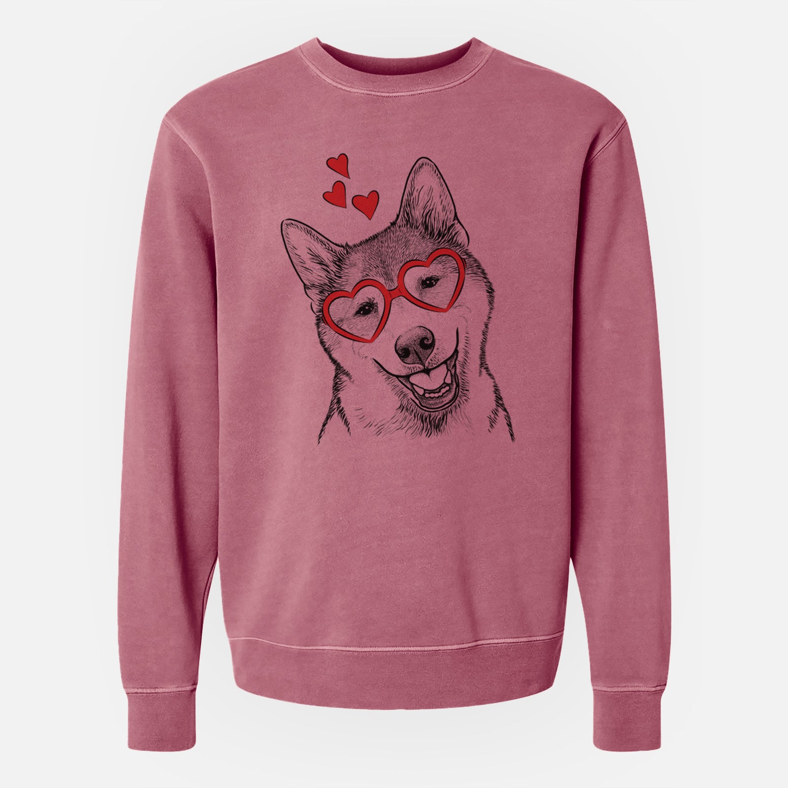 Valentine Koby the Shiba Inu - Unisex Pigment Dyed Crew Sweatshirt