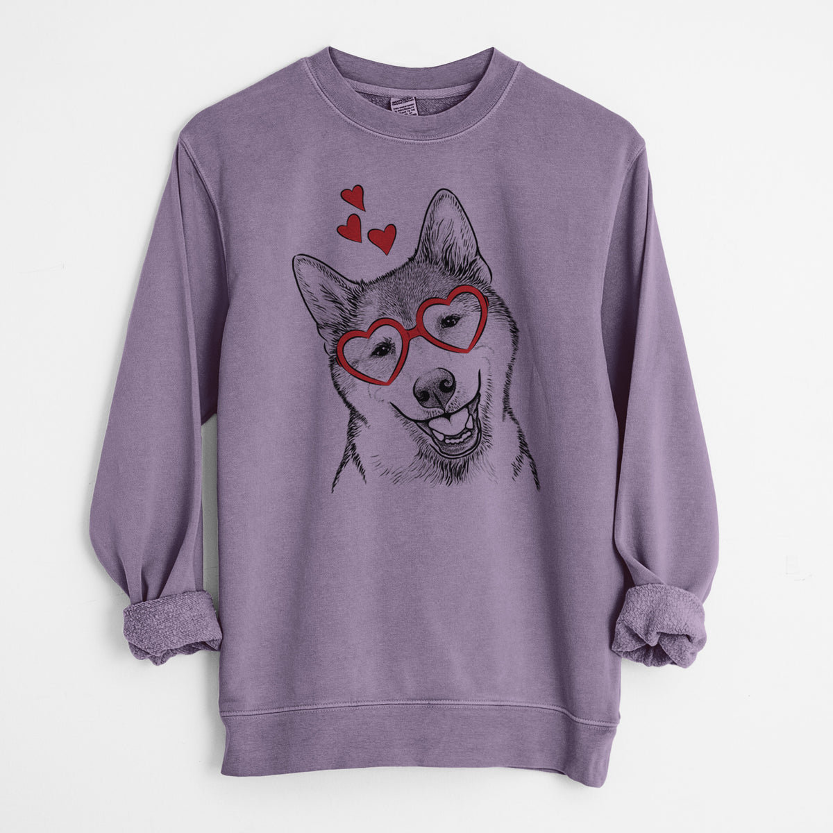Valentine Koby the Shiba Inu - Unisex Pigment Dyed Crew Sweatshirt