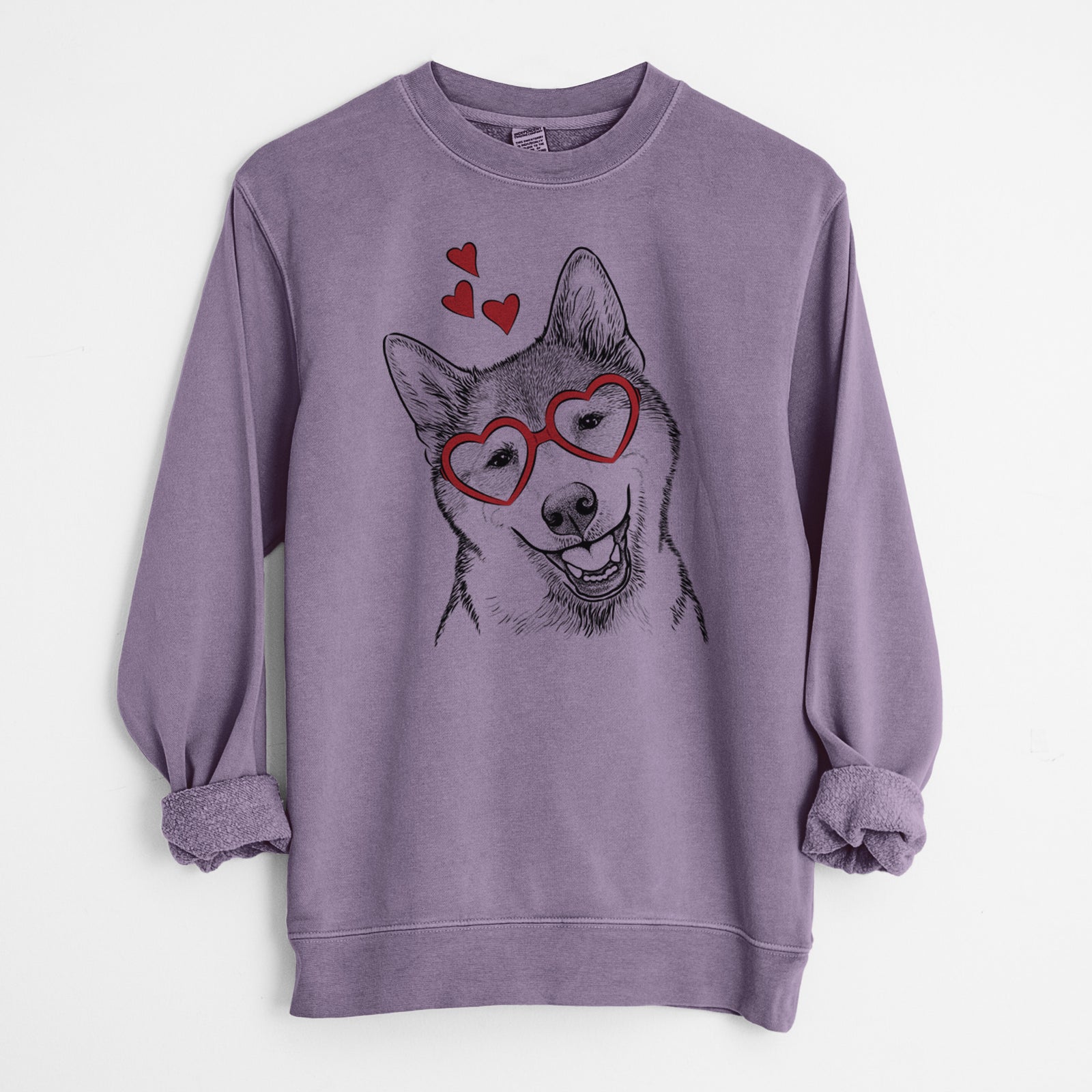 Valentine Koby the Shiba Inu - Unisex Pigment Dyed Crew Sweatshirt