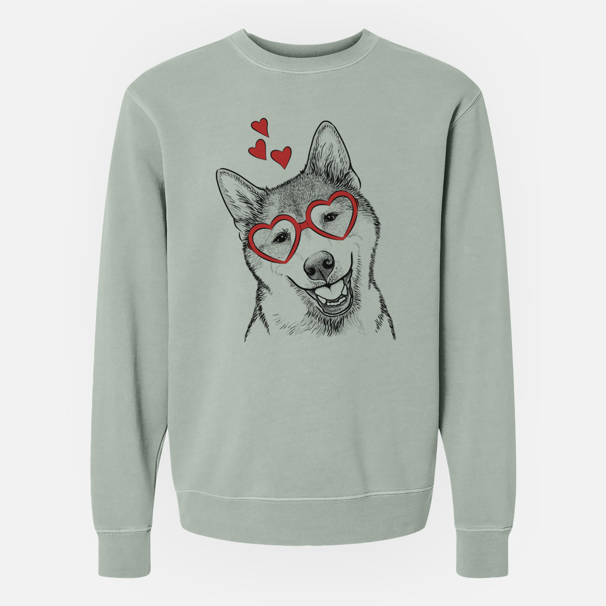 Valentine Koby the Shiba Inu - Unisex Pigment Dyed Crew Sweatshirt