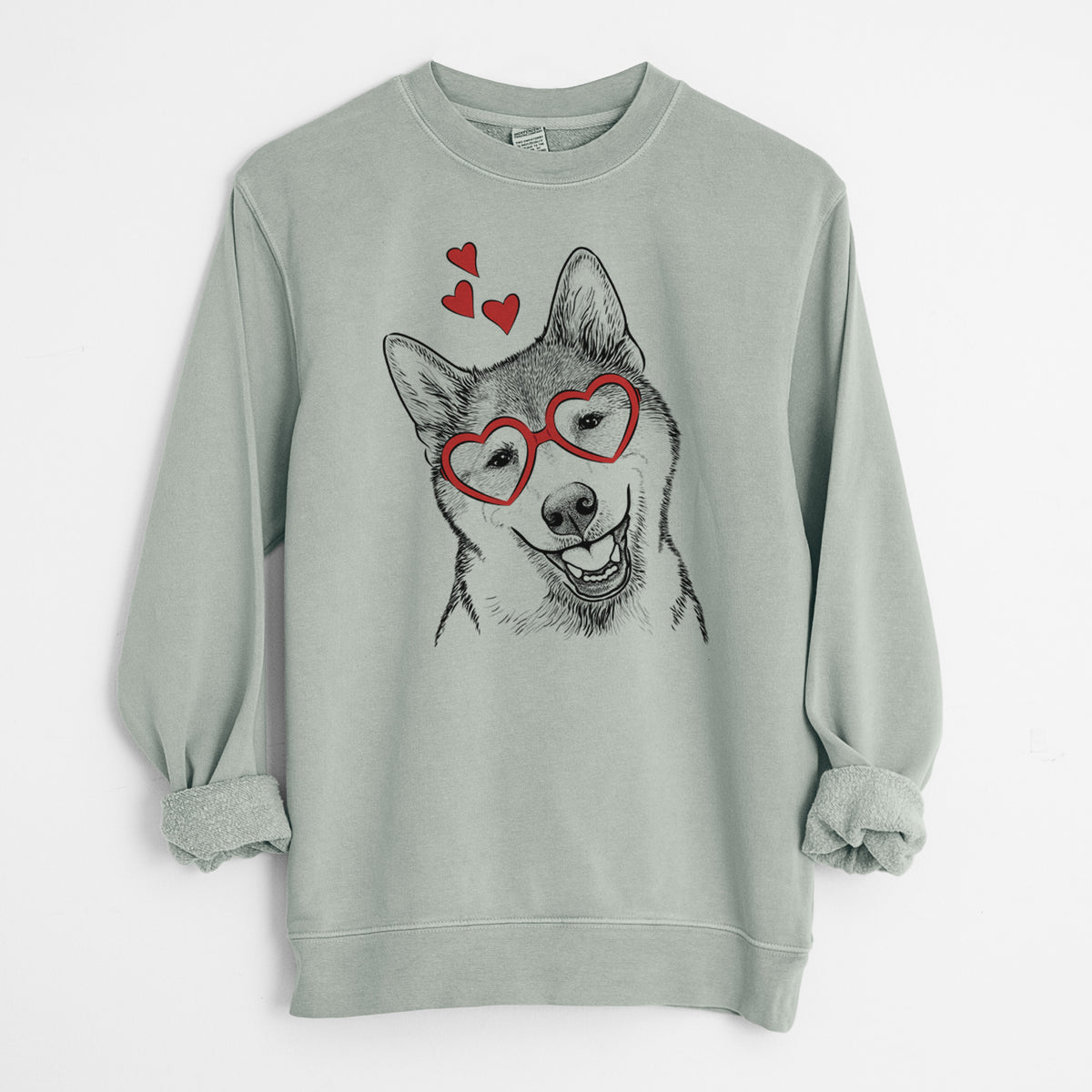 Valentine Koby the Shiba Inu - Unisex Pigment Dyed Crew Sweatshirt