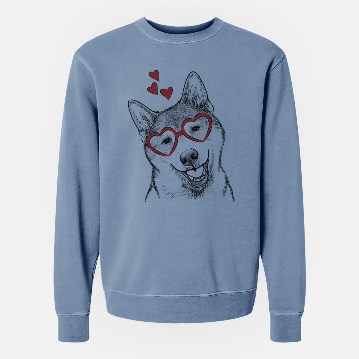 Valentine Koby the Shiba Inu - Unisex Pigment Dyed Crew Sweatshirt