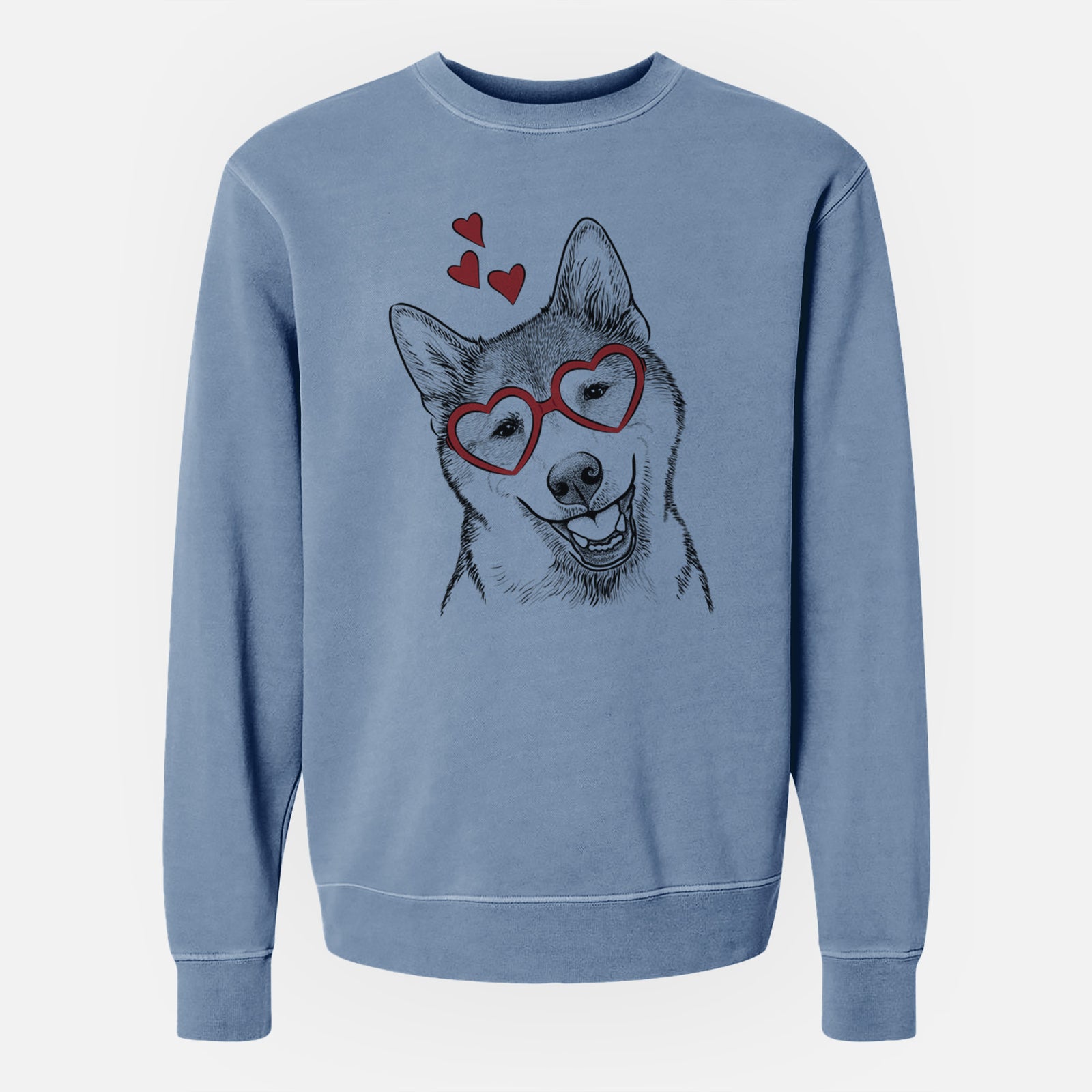 Valentine Koby the Shiba Inu - Unisex Pigment Dyed Crew Sweatshirt