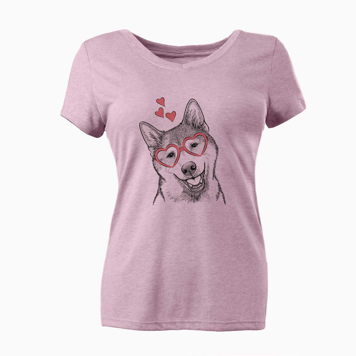 Valentine Koby the Shiba Inu - Women's V-neck Shirt
