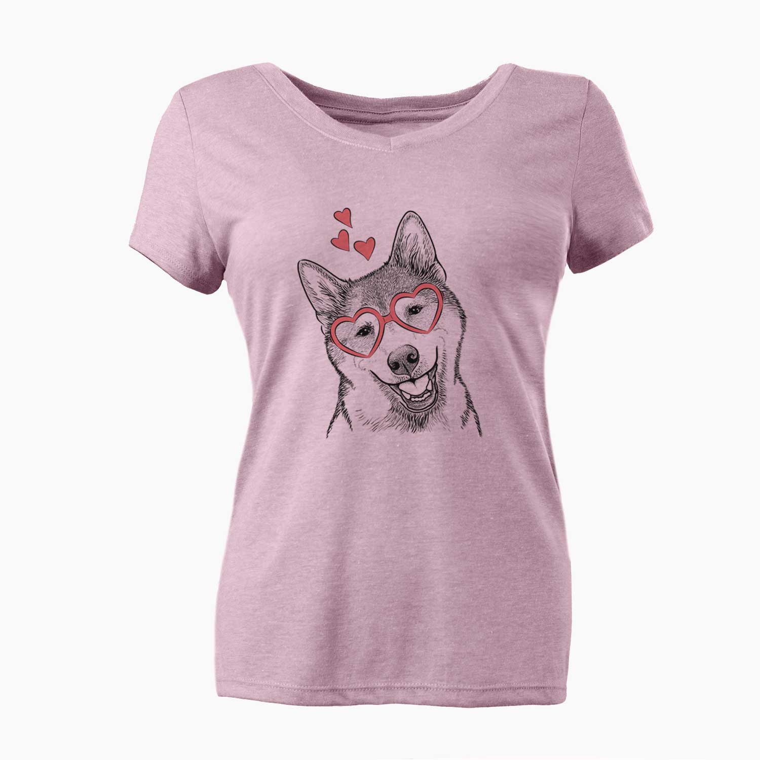 Valentine Koby the Shiba Inu - Women's V-neck Shirt
