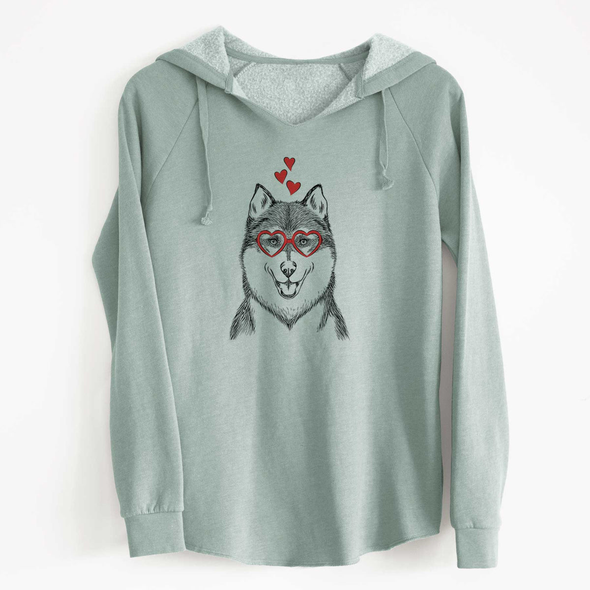 Valentine Koda the Siberian Husky - Cali Wave Hooded Sweatshirt
