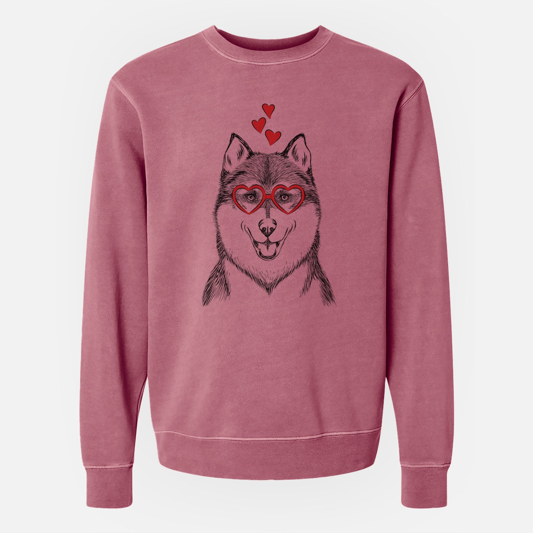 Valentine Koda the Siberian Husky - Unisex Pigment Dyed Crew Sweatshirt