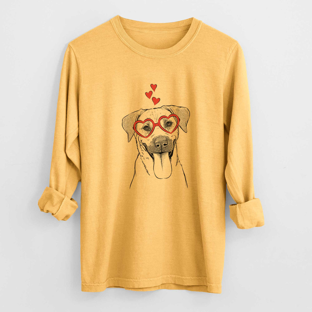 Valentine Koda the Black Mouth Cur - Heavyweight 100% Cotton Long Sleeve