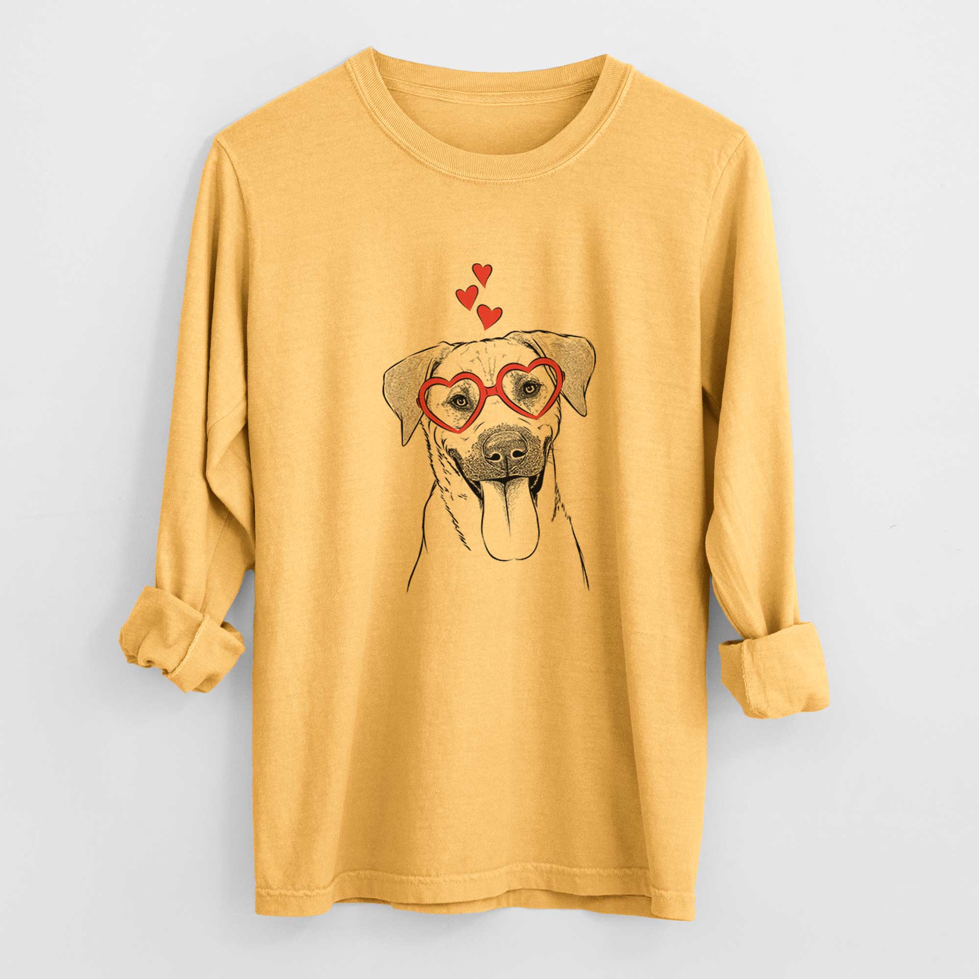 Valentine Koda the Black Mouth Cur - Heavyweight 100% Cotton Long Sleeve