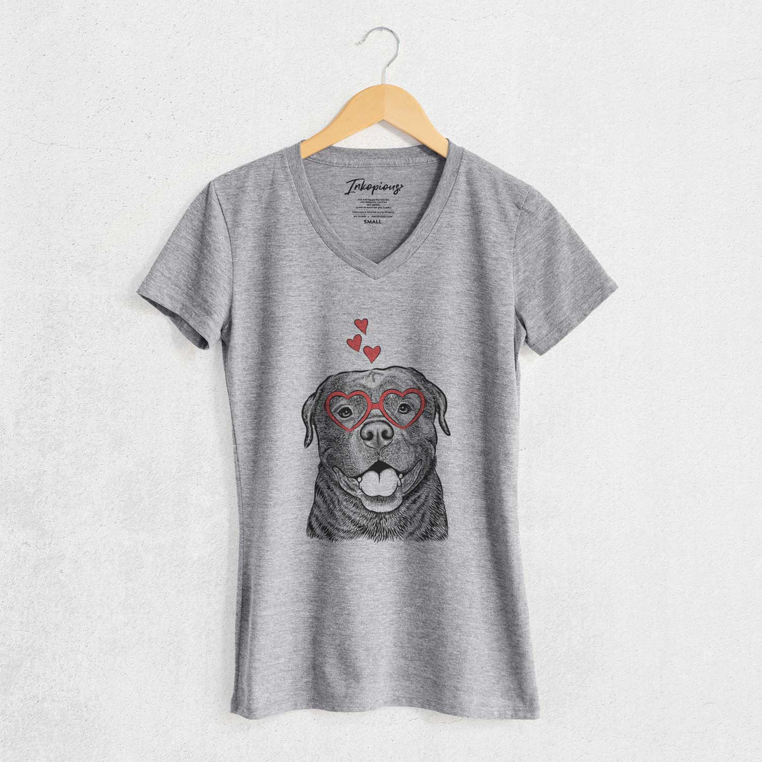 Valentine Kojak the Rottweiler - Women's V-neck Shirt