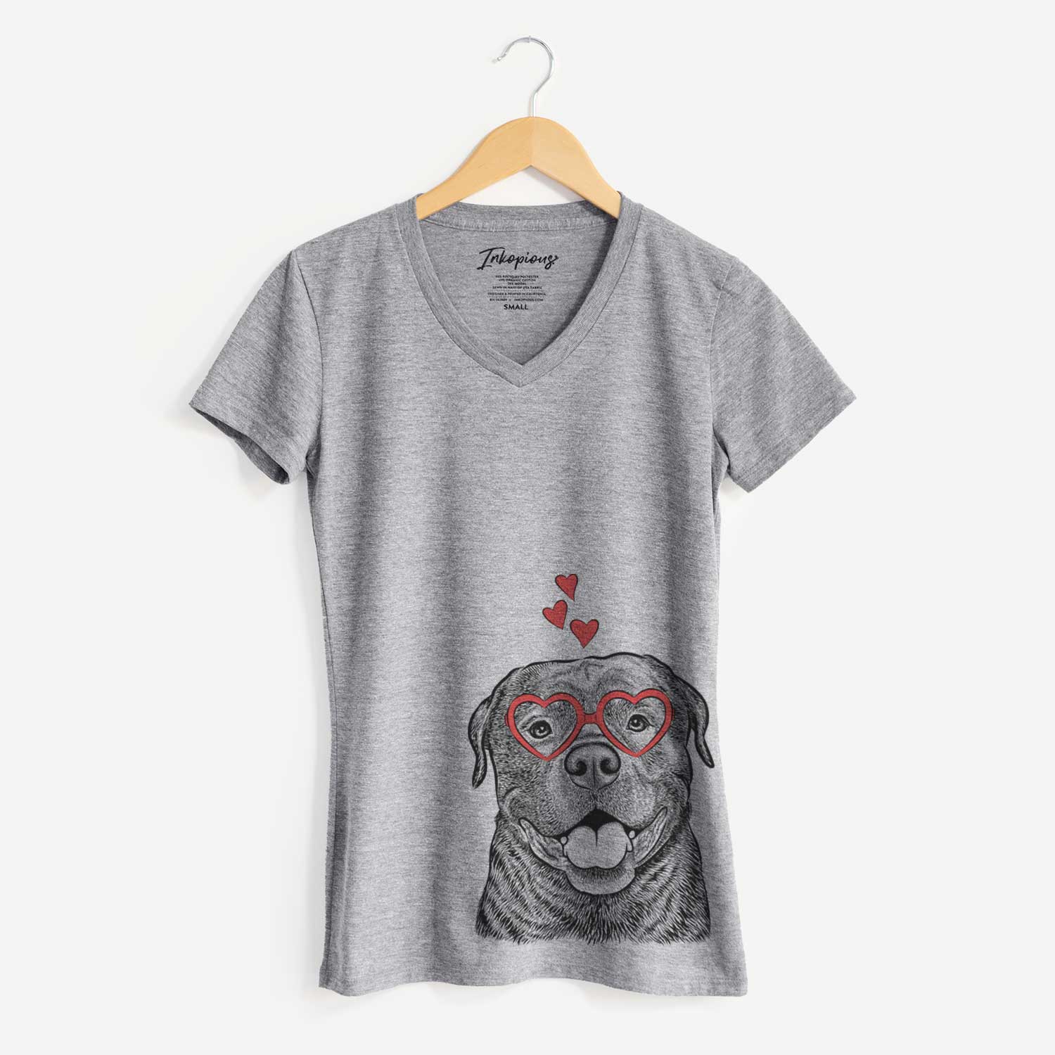 Valentine Kojak the Rottweiler - Women's V-neck Shirt