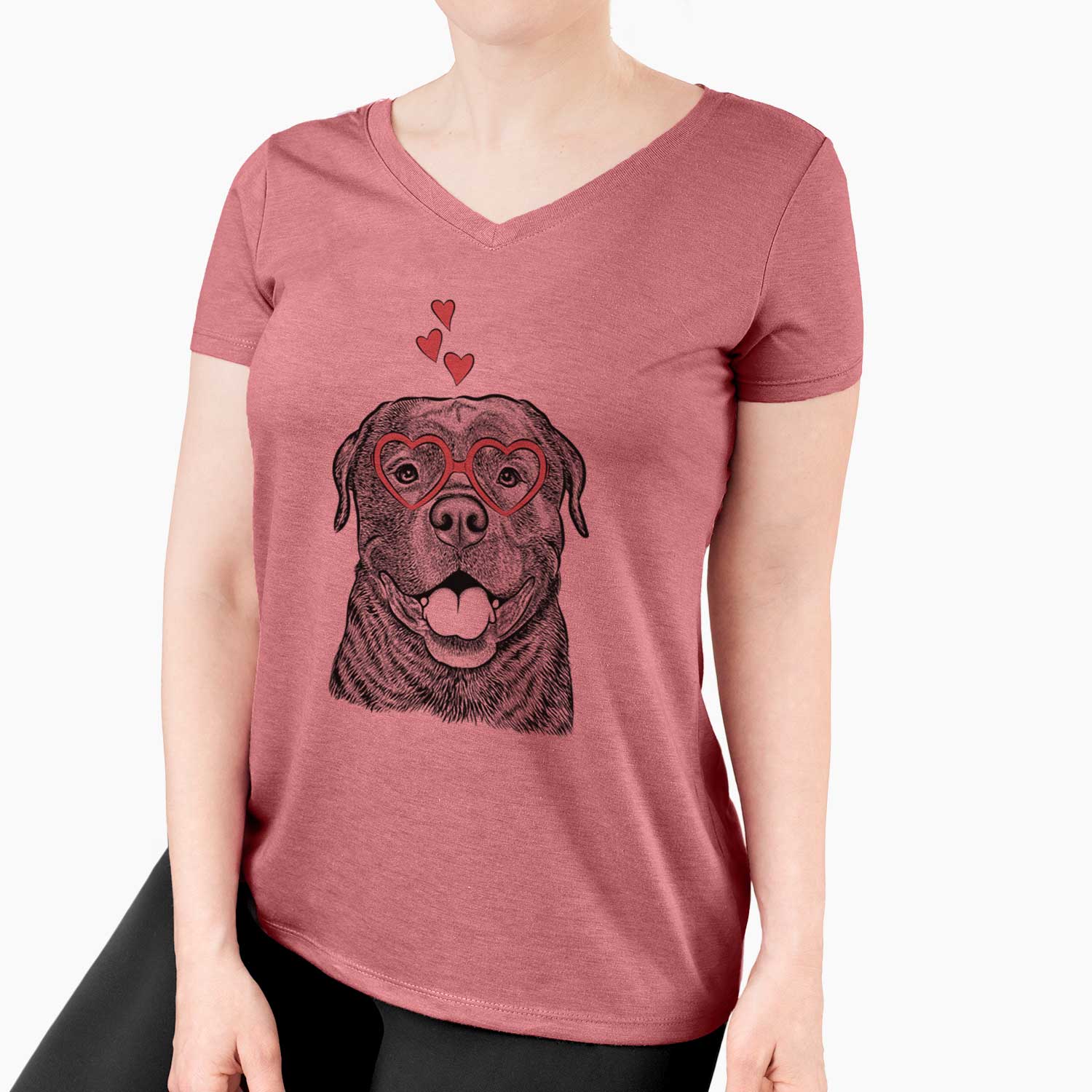 Valentine Kojak the Rottweiler - Women's V-neck Shirt