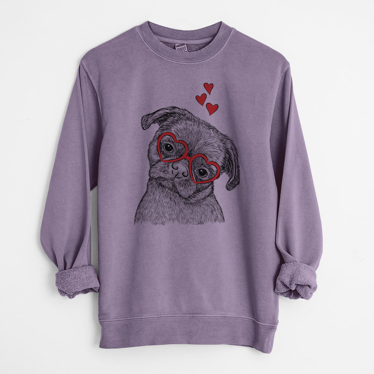 Valentine Koko the Shih Tzu - Unisex Pigment Dyed Crew Sweatshirt