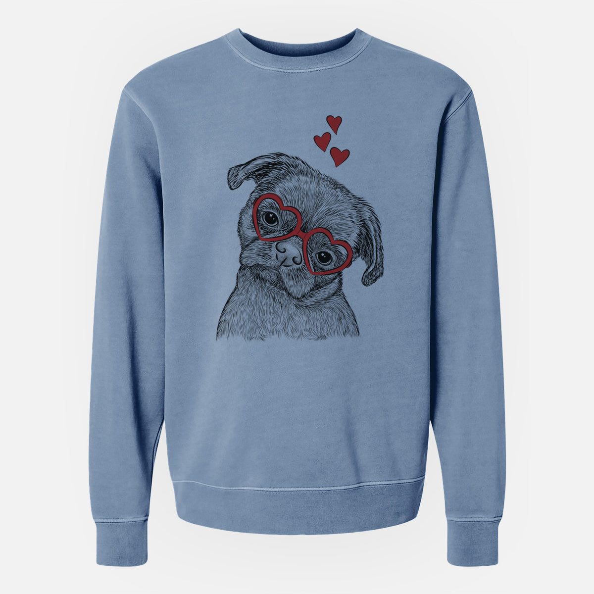 Valentine Koko the Shih Tzu - Unisex Pigment Dyed Crew Sweatshirt