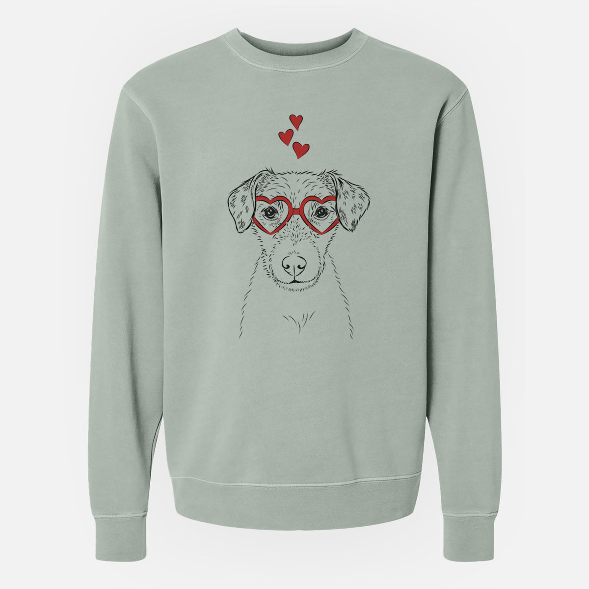 Valentine Kozmo the Jack Russell Terrier - Unisex Pigment Dyed Crew Sweatshirt