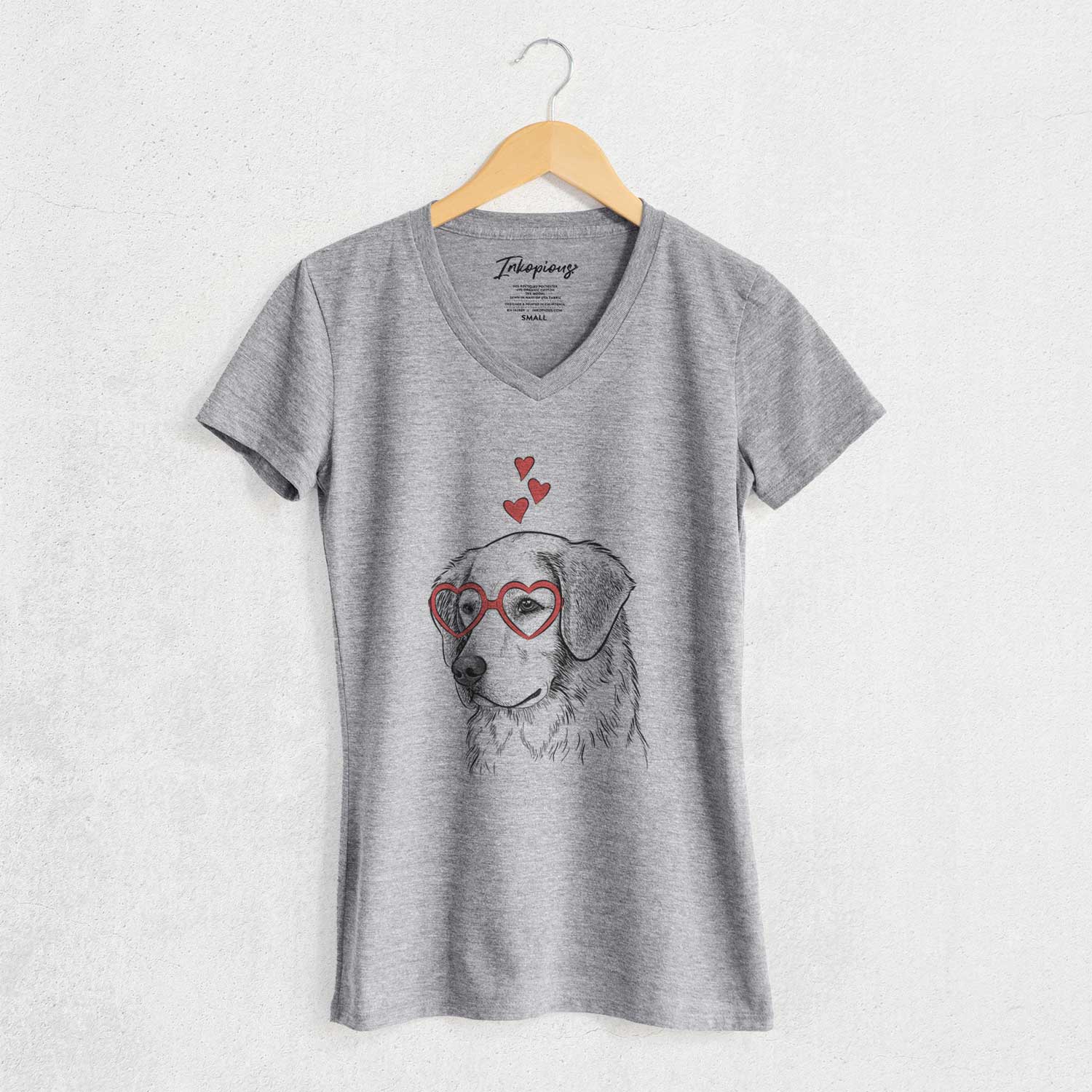 Valentine Kula the Golden Retriever - Women's V-neck Shirt