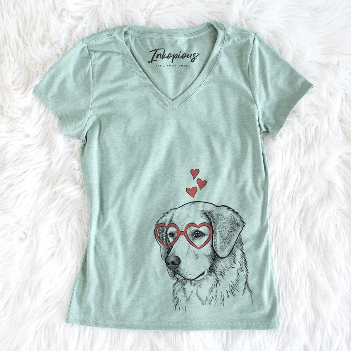 Valentine Kula the Golden Retriever - Women&#39;s V-neck Shirt