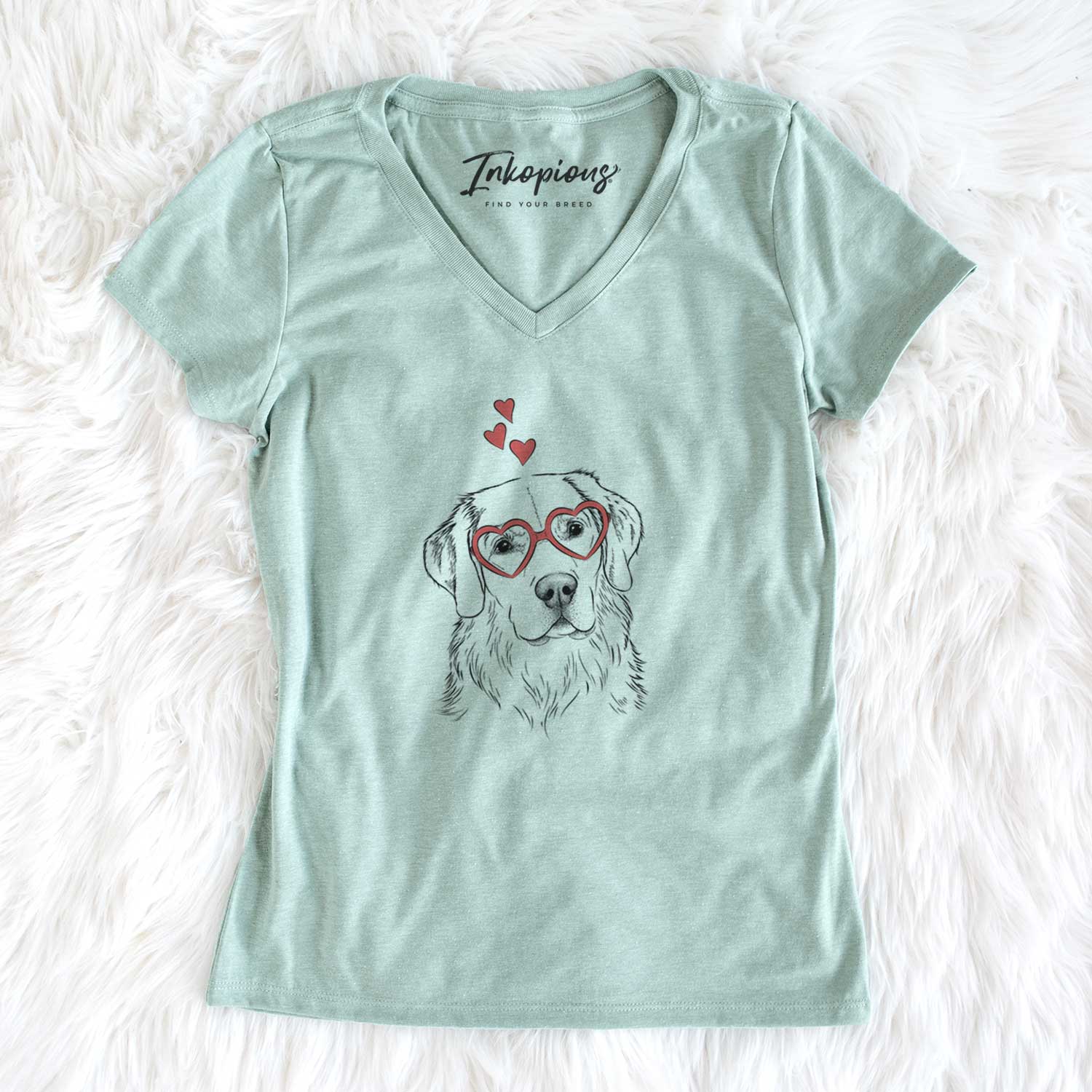 Valentine Kula the Golden Retriever - Women's V-neck Shirt