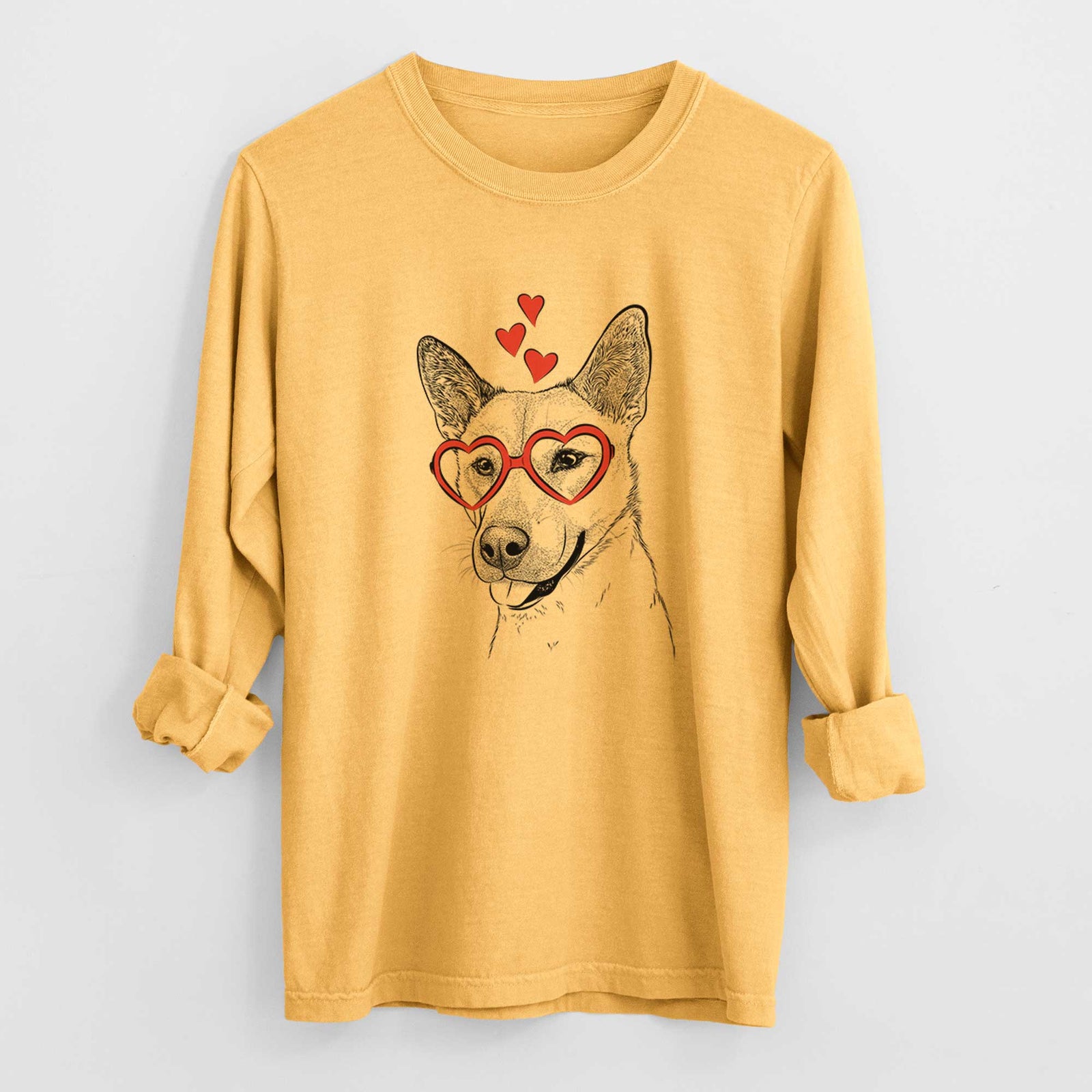 Valentine Kulfi the Jindo Shiba Inu Mix - Heavyweight 100% Cotton Long Sleeve