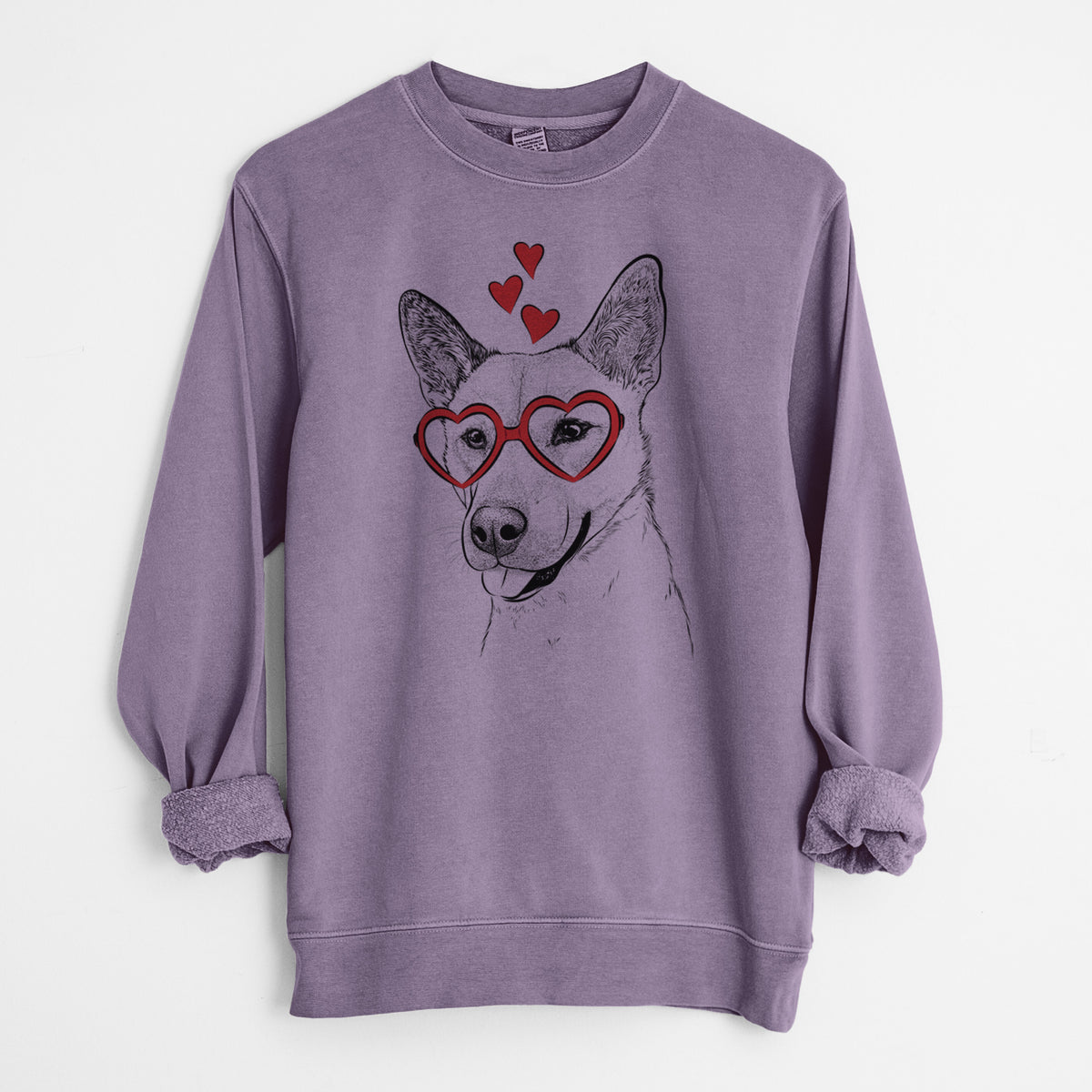 Valentine Kulfi the Jindo Shiba Inu Mix - Unisex Pigment Dyed Crew Sweatshirt