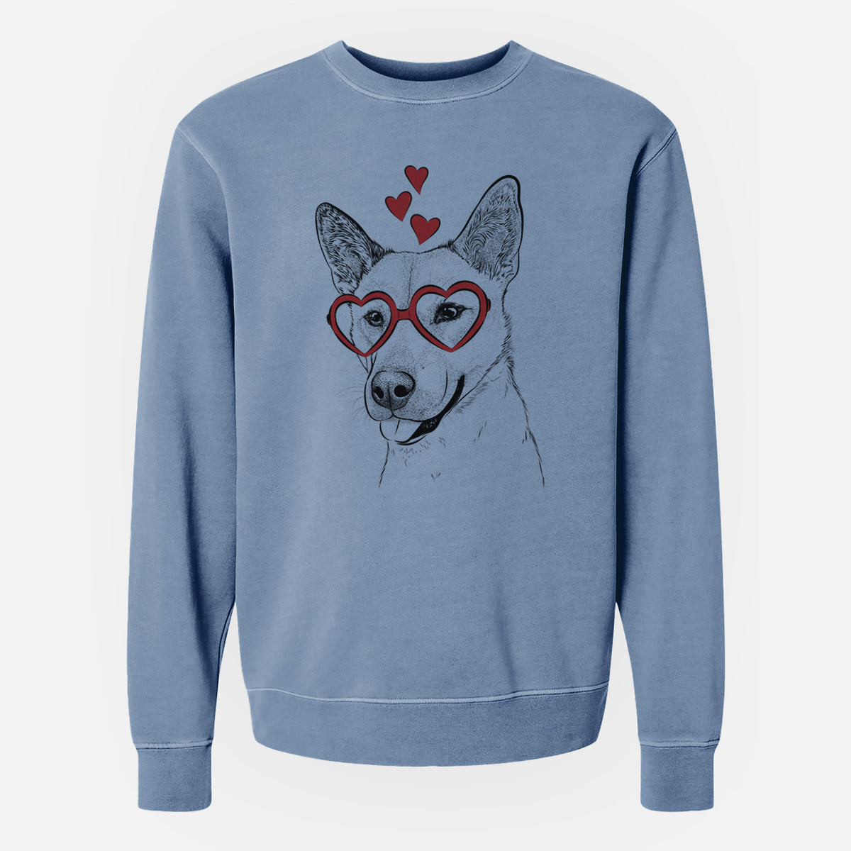 Valentine Kulfi the Jindo Shiba Inu Mix - Unisex Pigment Dyed Crew Sweatshirt
