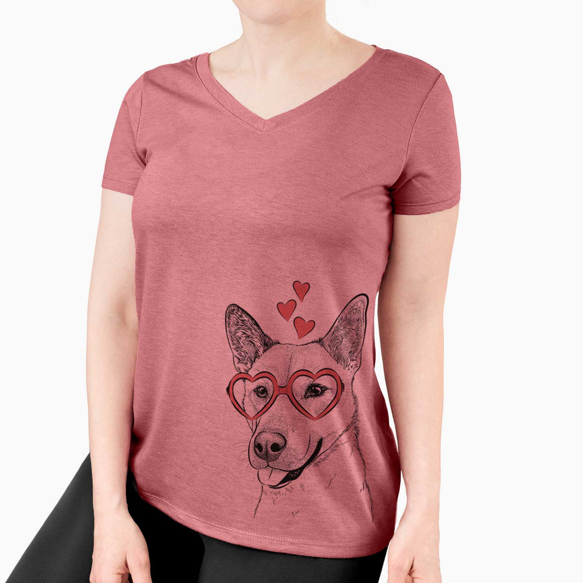 Valentine Kulfi the Jindo Shiba Inu Mix - Women's V-neck Shirt