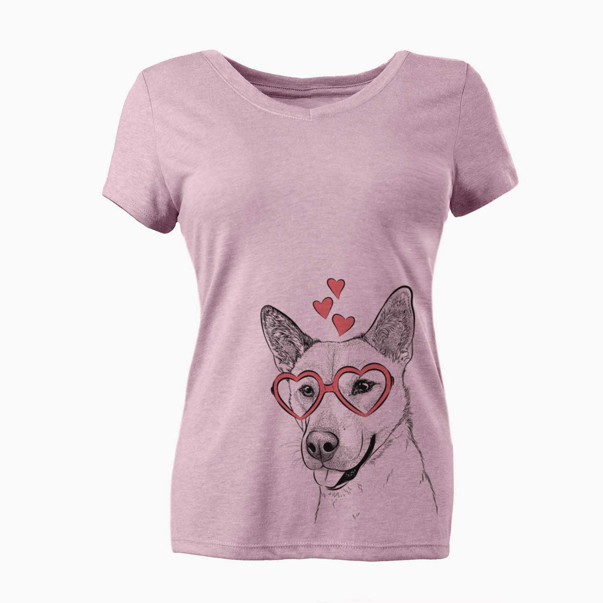 Valentine Kulfi the Jindo Shiba Inu Mix - Women's V-neck Shirt