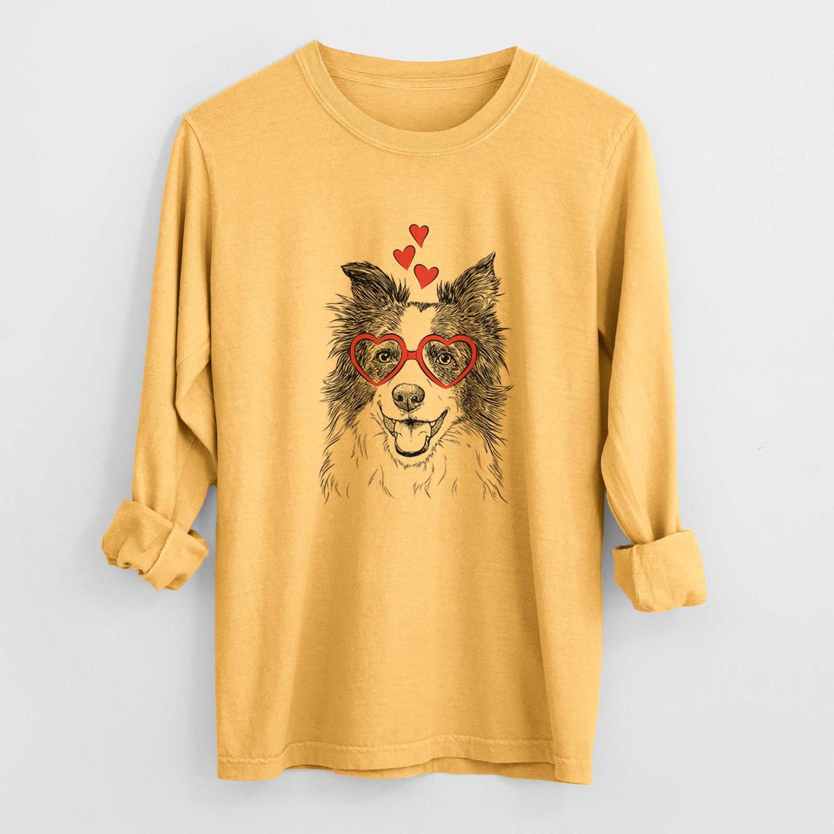 Valentine Kylee the Border Collie - Heavyweight 100% Cotton Long Sleeve