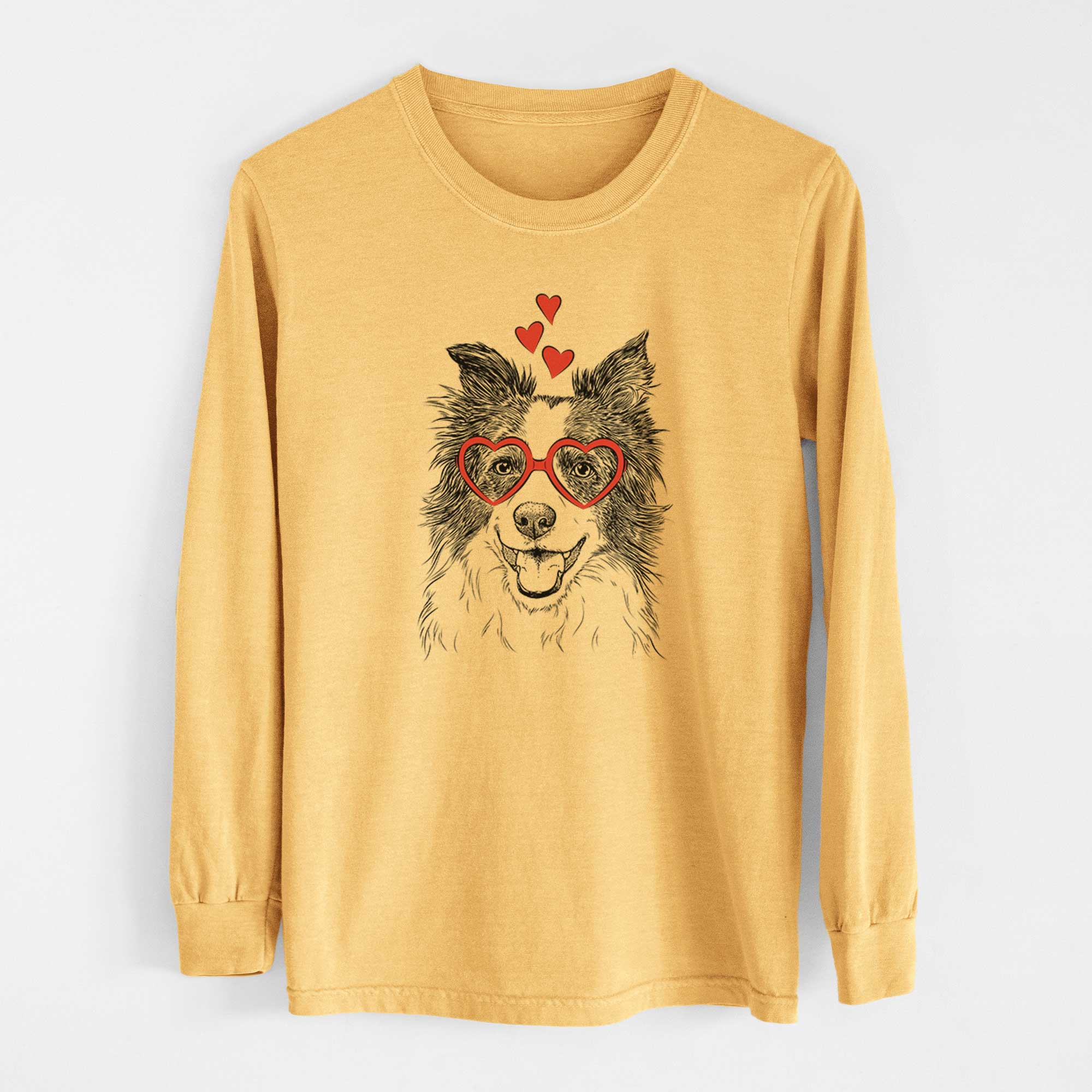 Valentine Kylee the Border Collie - Heavyweight 100% Cotton Long Sleeve