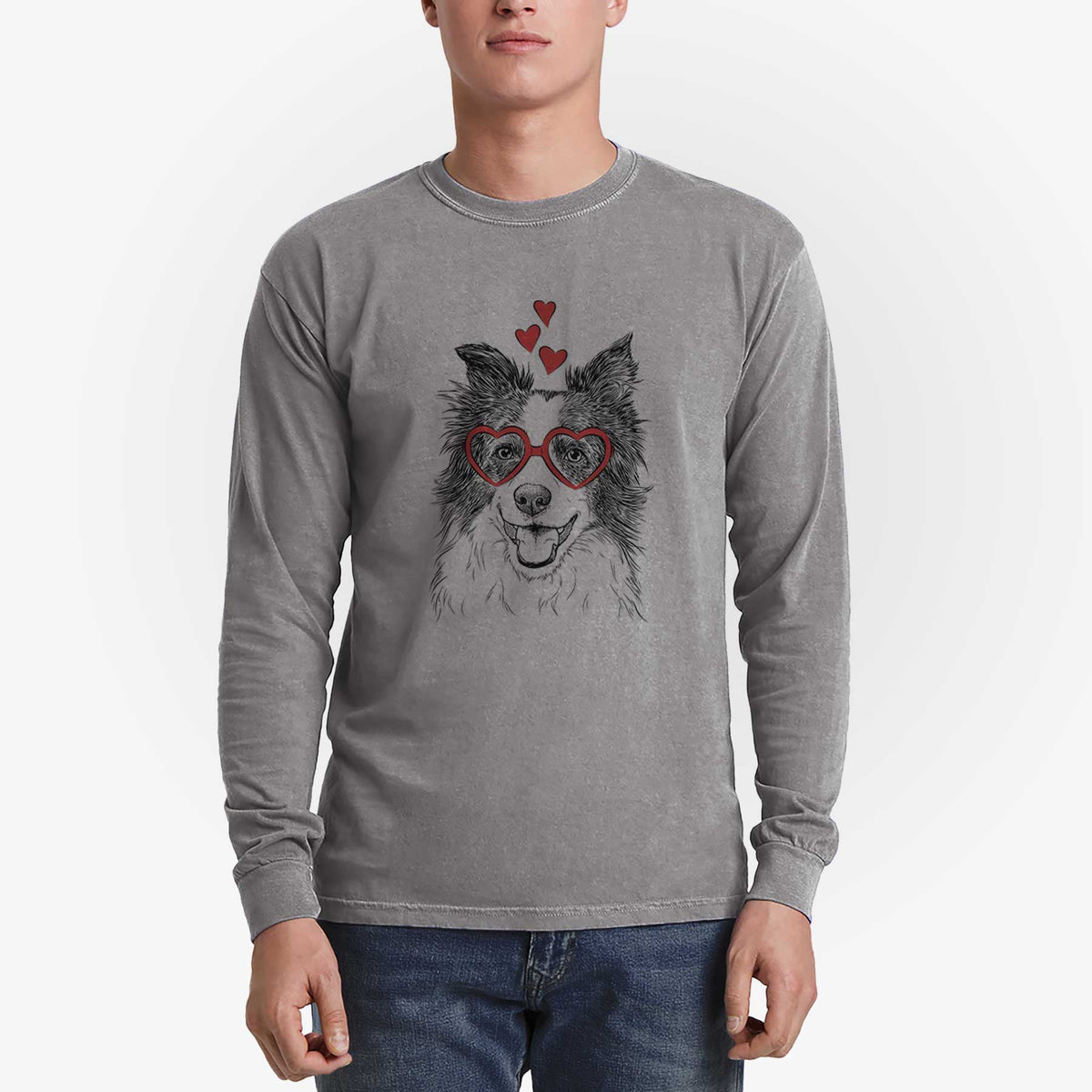 Valentine Kylee the Border Collie - Heavyweight 100% Cotton Long Sleeve