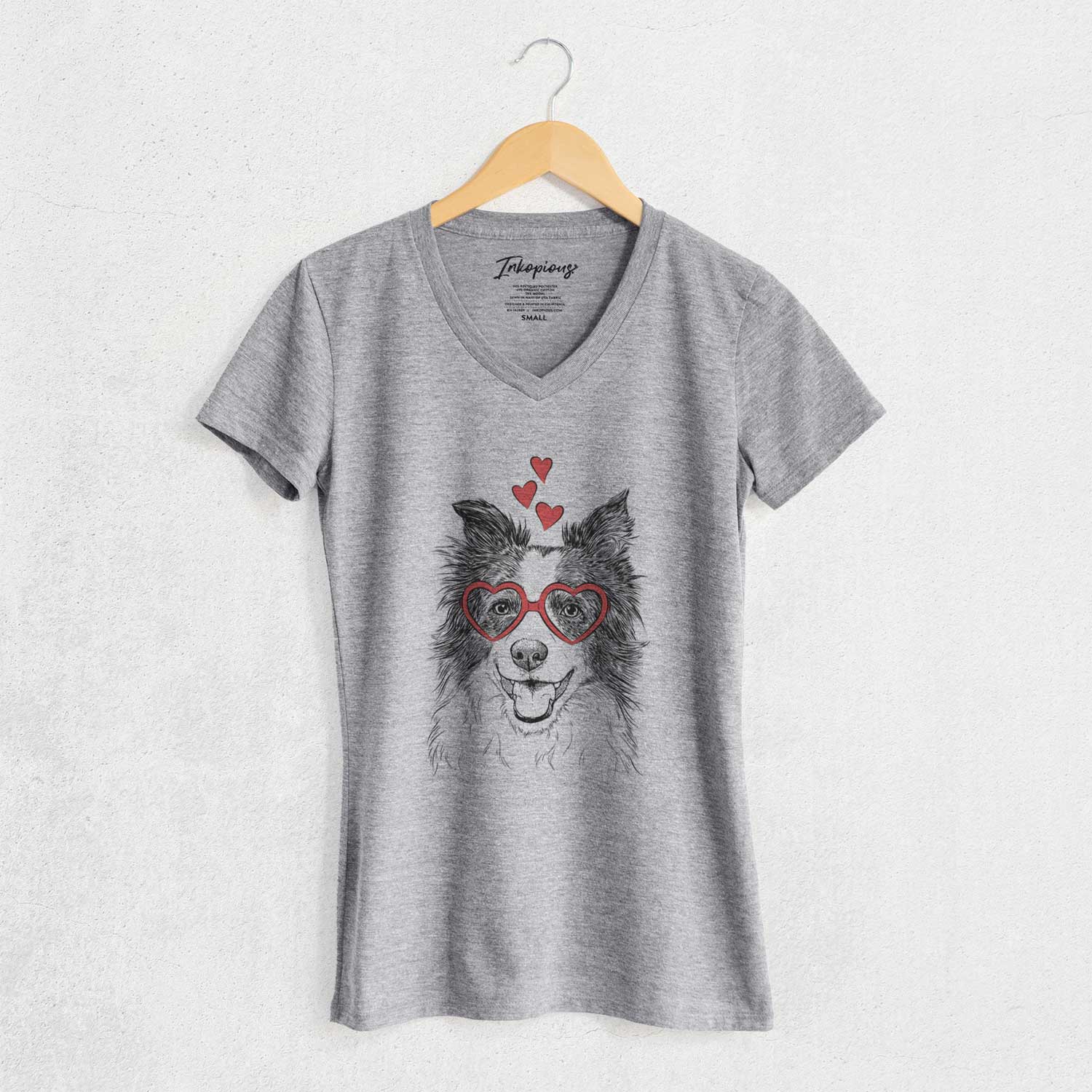 Valentine Kylee the Border Collie - Women's V-neck Shirt