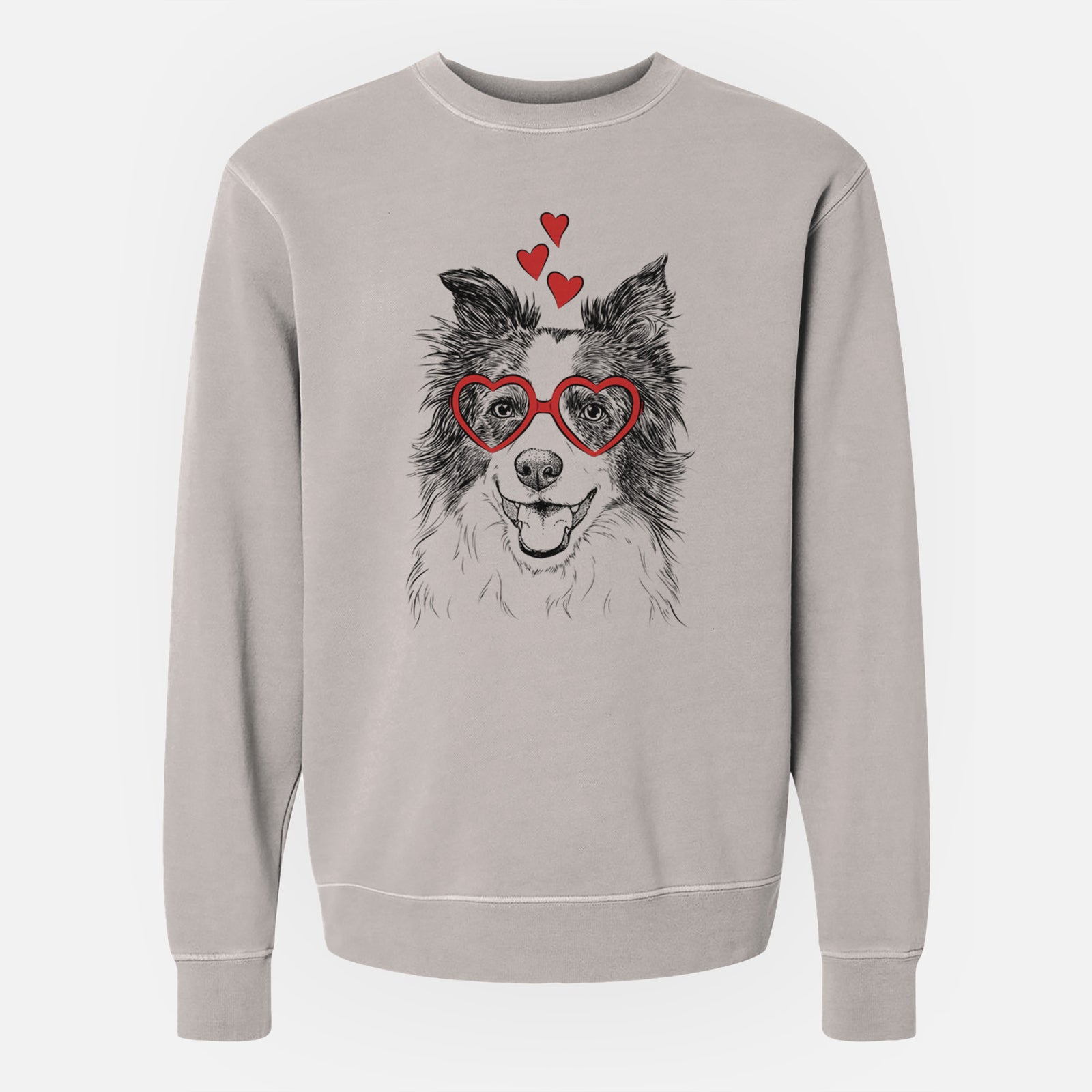 Valentine Kylee the Border Collie - Unisex Pigment Dyed Crew Sweatshirt