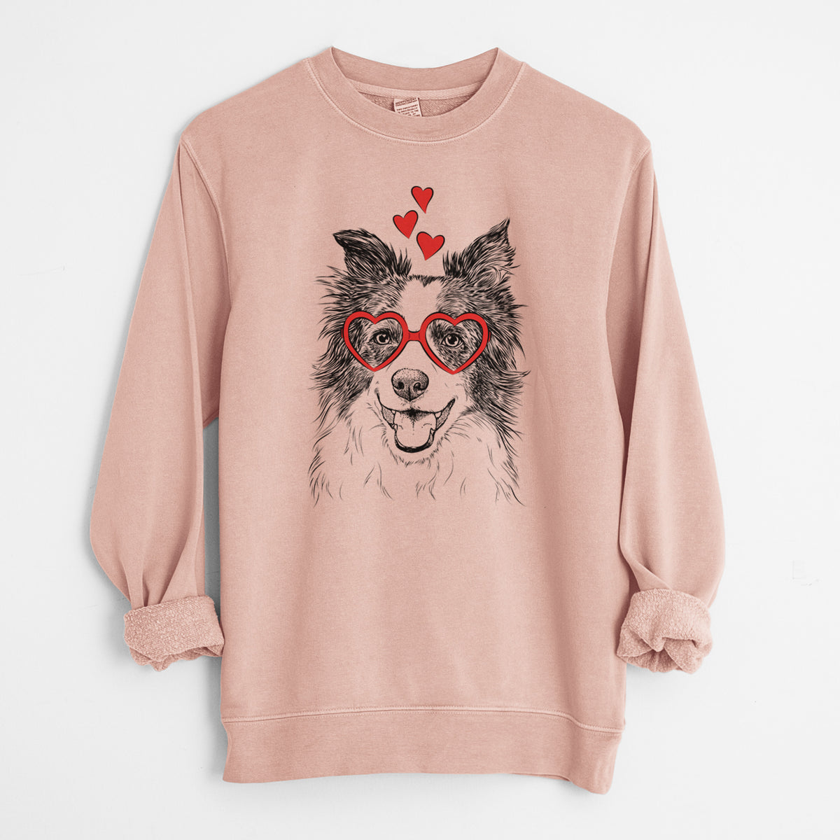 Valentine Kylee the Border Collie - Unisex Pigment Dyed Crew Sweatshirt