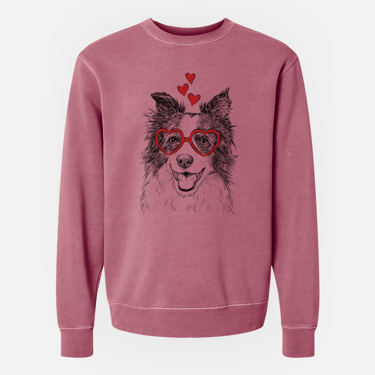 Valentine Kylee the Border Collie - Unisex Pigment Dyed Crew Sweatshirt