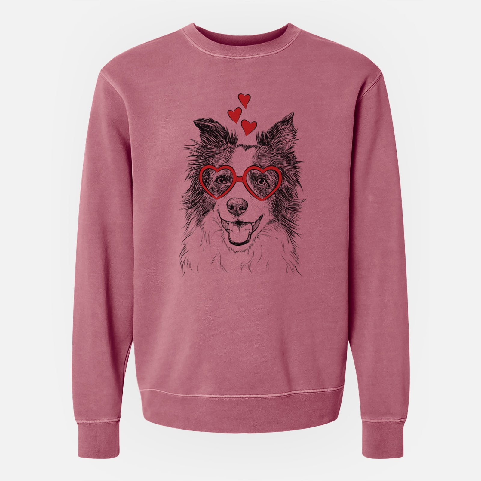 Valentine Kylee the Border Collie - Unisex Pigment Dyed Crew Sweatshirt