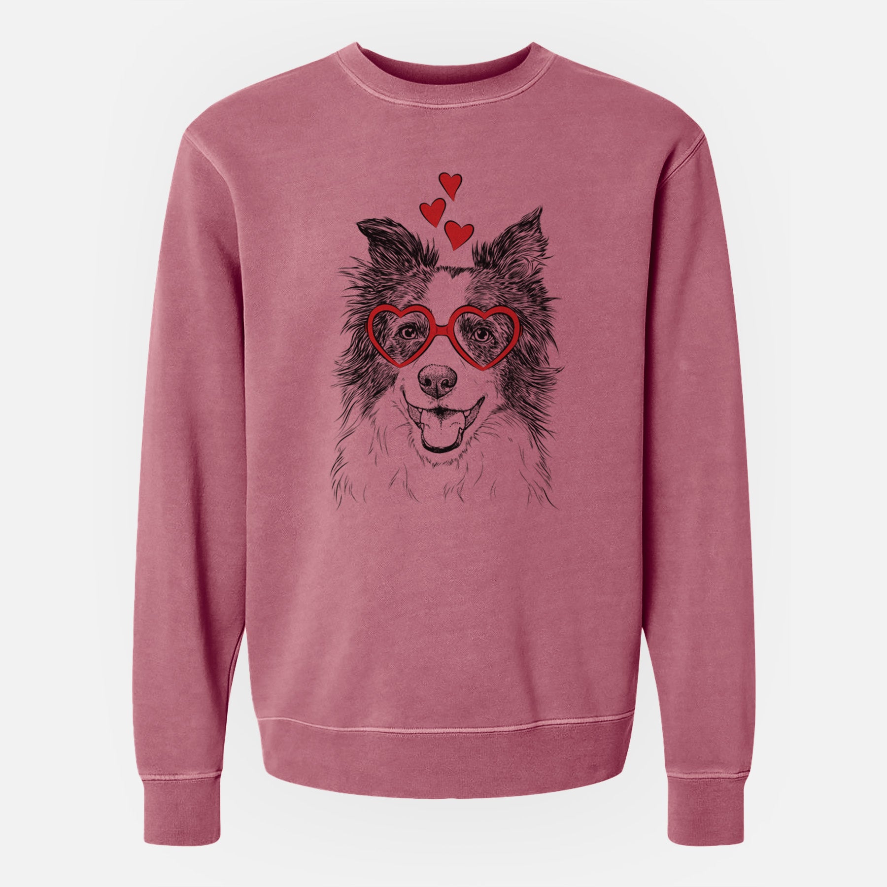 Valentine Kylee the Border Collie - Unisex Pigment Dyed Crew Sweatshirt