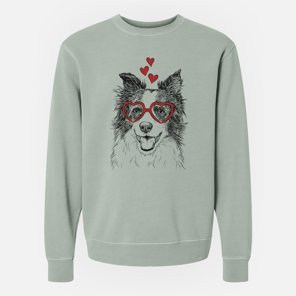 Valentine Kylee the Border Collie - Unisex Pigment Dyed Crew Sweatshirt