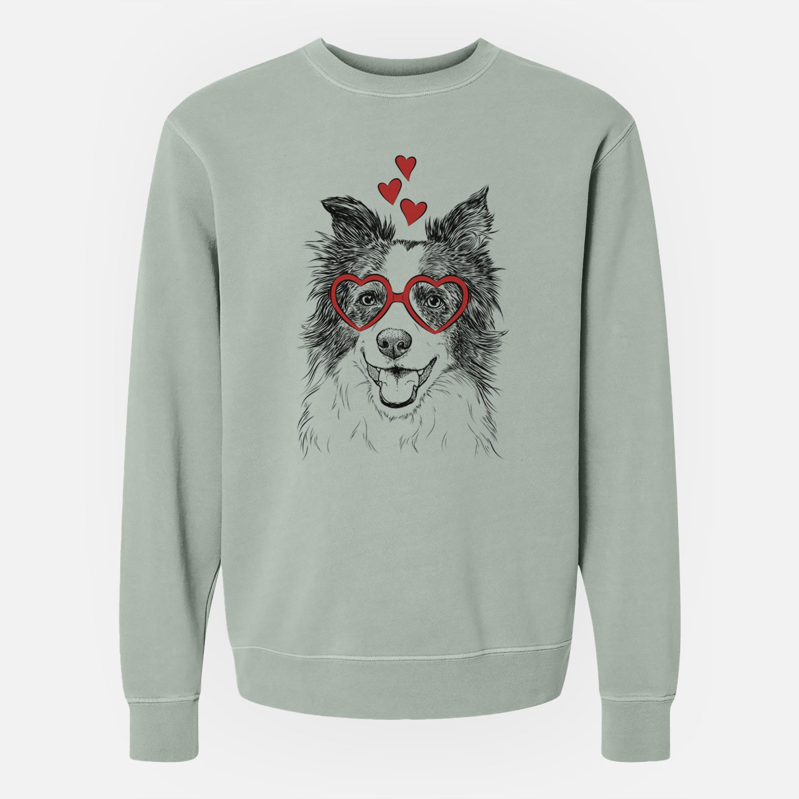 Valentine Kylee the Border Collie - Unisex Pigment Dyed Crew Sweatshirt