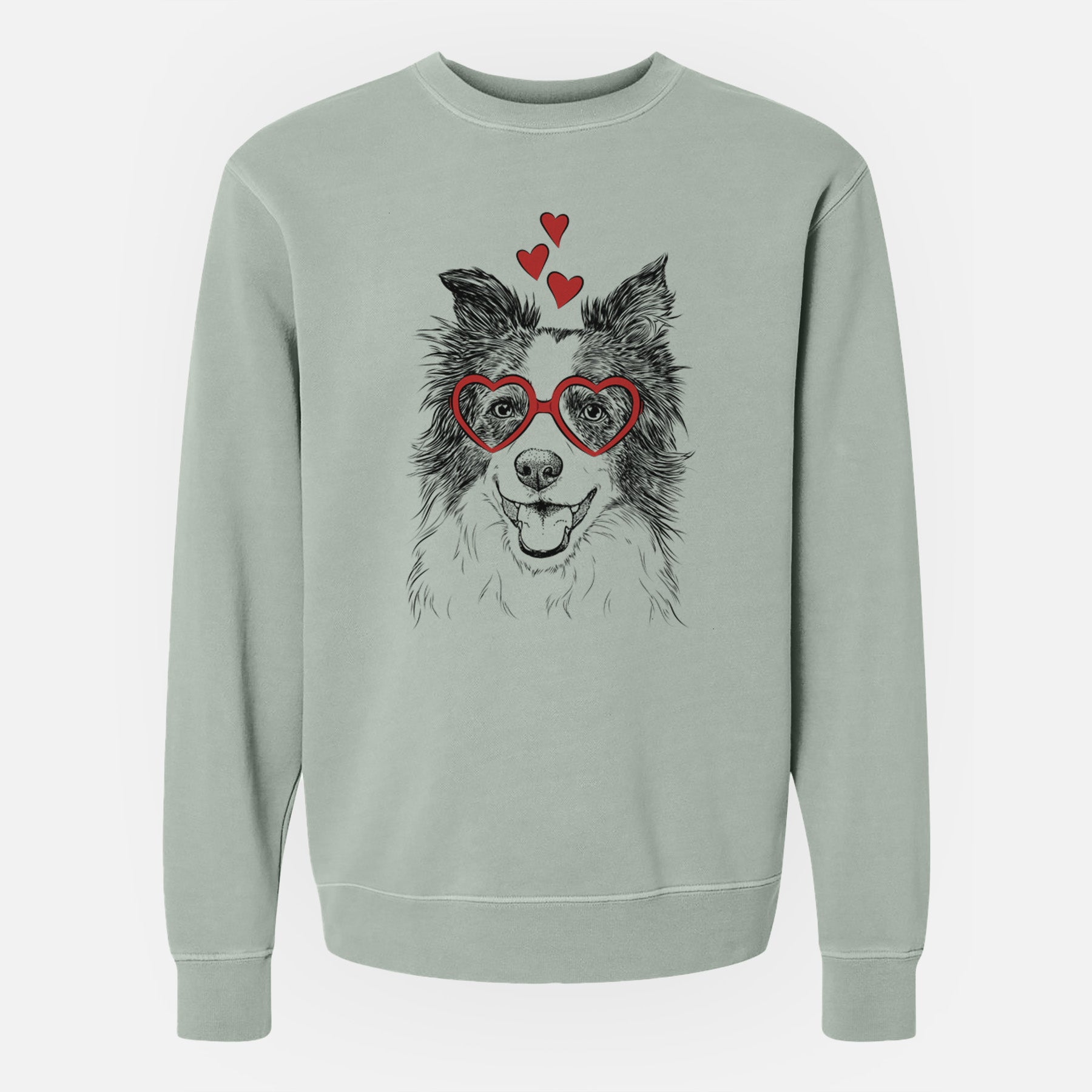 Valentine Kylee the Border Collie - Unisex Pigment Dyed Crew Sweatshirt