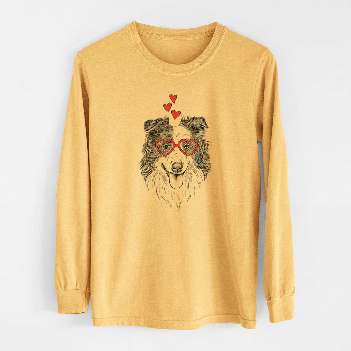 Valentine Lady Bug the Border Collie - Heavyweight 100% Cotton Long Sleeve
